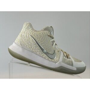 Nike Kyrie 3 Size 6 Youth White Chrome Basketball Athletic Shoes Unisex